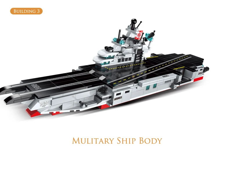  ENLIGHTEN 643Pcs LegoINGS Military Army Airplane Destroyer Aircraft Carrier Weapon Model Building B