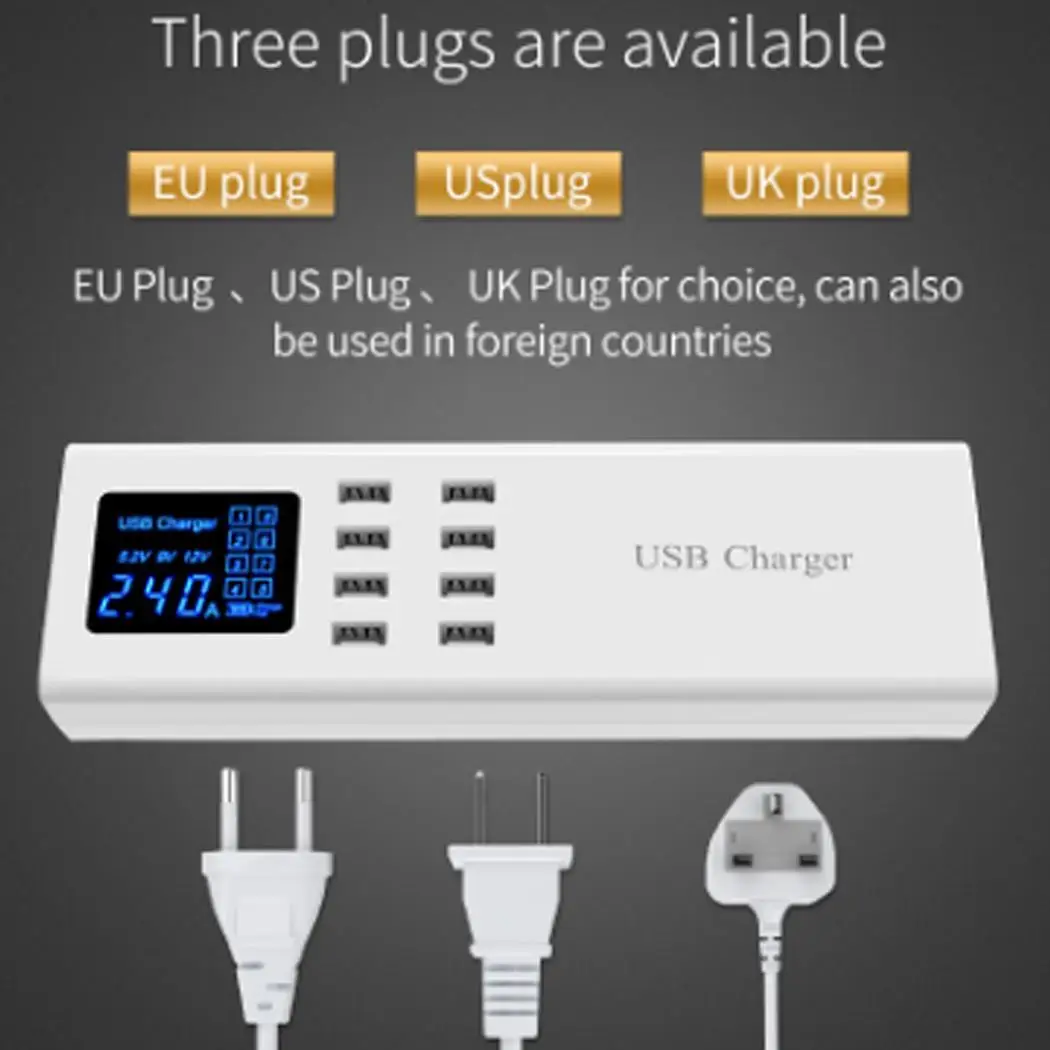 Несколько USB зарядное устройство с интеллектуальным светодиодным дисплеем адаптер питания
