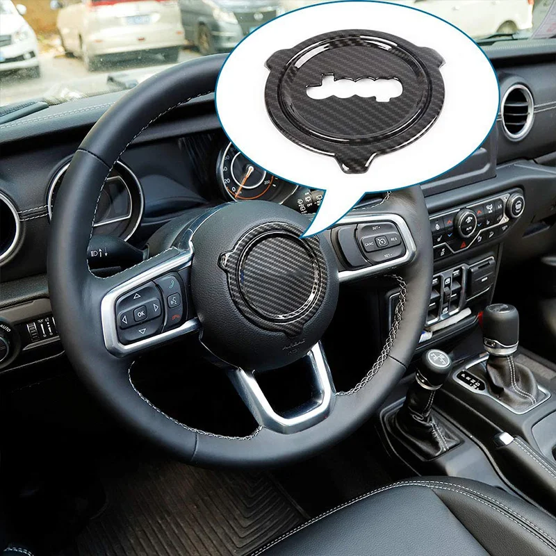 Наклейка из углеродного волокна ABS для Jeep Wrangler JL JLU Sahara Rubicon+ рулевая колесная наклейка
