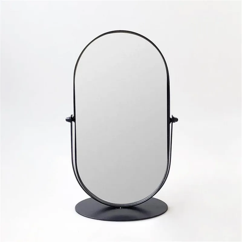 New Nordic Style Black Makeup Mirror Metal Mirror Bathroom Vanity Cosmetic Table Top Mirrors For Bathroom 4#