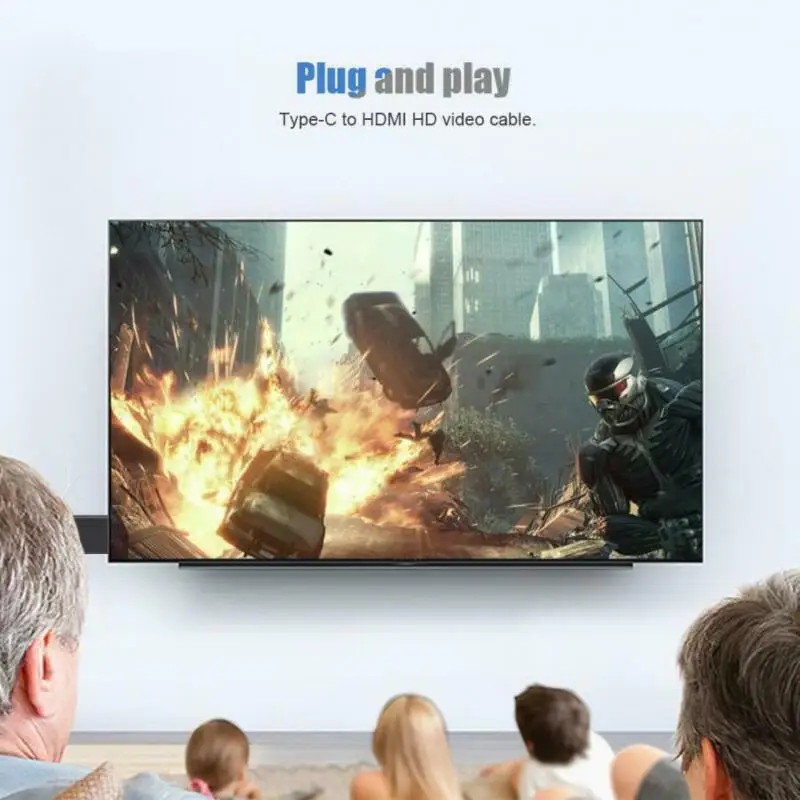 2 м ПВХ 1080P 4k 30 Гц тип-c к HDMI HD видео кабель для интерфейса тип-c для телефона