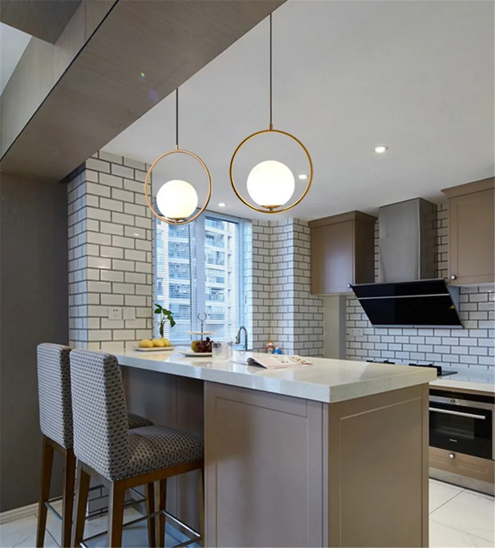 Creative Circle Glass Hanging Lamp Loft Modern LED Pendant Light Iron Gold Dining Room Home Decor Lighting Fixtures Hanglamp (28)