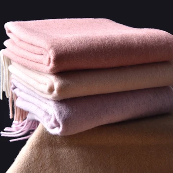 

Large Size 100% Wool Scarf For Women Autumn Winter Tassels Wool Shawls and Wraps Ladies Thick Warm Two-Colors Sheep Wool Scarves