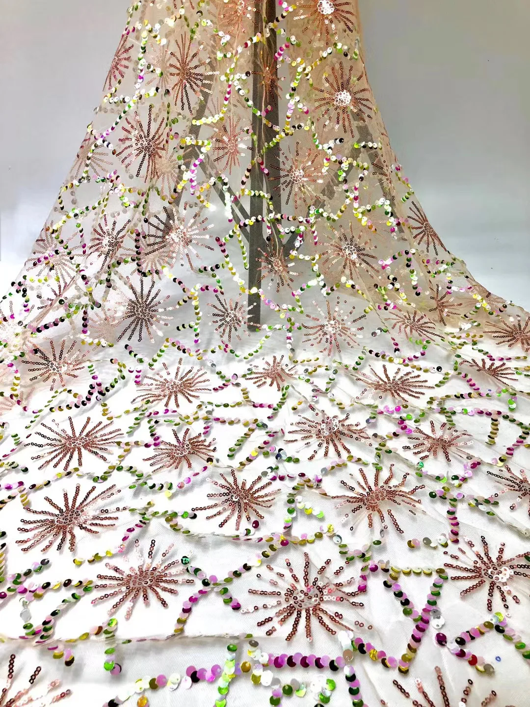 

African lace fabric embroidered Nigerian sequined lace fabric high quality French tulle lace fabric for women J40211