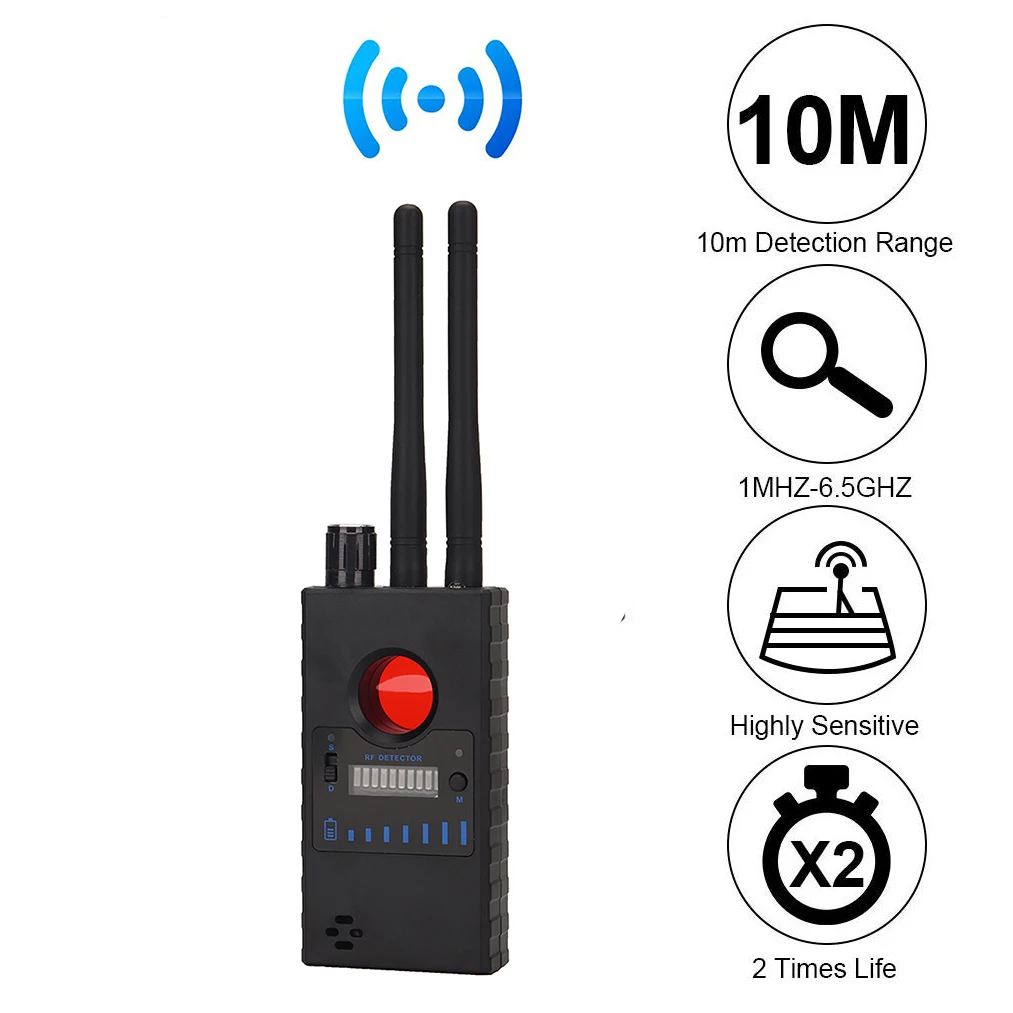 

Professional RF Signal Detector Wireless Bug Detector Camera Lens GSM Finder GPS Scanner Detector for Anti Eavesdropping