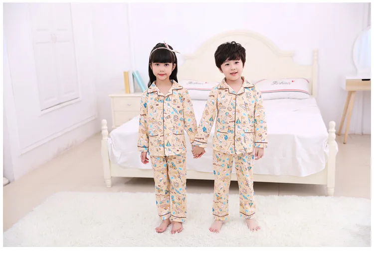 Spring Autumn Winter New Style Pure Cotton Long Sleeve Shirt Big Boy CHILDREN'S Pajamas Men And Women Baby Cartoon Tracksui