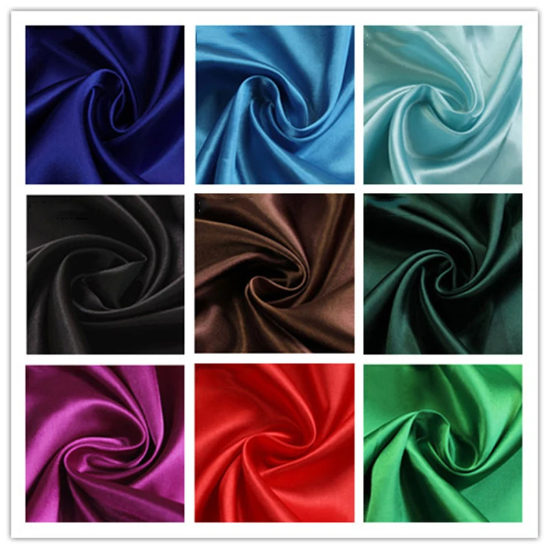 

150*97cm Silk Polyester Wedding Satin Fabric Multiple Colour Create Design Satin Fabric For Sewing And Party Decoration