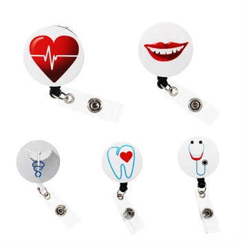 

Medical ID Badge Holder Retractable Nurse Doctor Badge Reel Metal Badge Pull Reel With Lanyard