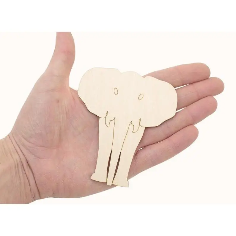 

Wooden Elephant Face Cutout (10cm) Wood Elephants Embellishment Craft Decoration Gift Decoupage 1044
