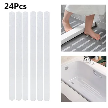 

12/24pcs Anti Slip Bath Grip Stickers Transparent Non Slip Shower Strip Pad Flooring Safety Tape Mat For Bathtubs Showers Stairs