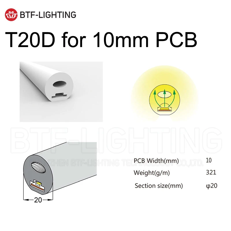 T20D for 10mm PCB WS2812B светодиодный неоновый веревочный светильник IP67 из мягкого силикагеля 5 метров WS2811 гибкий ленточный светильник водонепроницаемая лампа для украшения дома - Испускаемый цвет: T20D for 10mm PCB