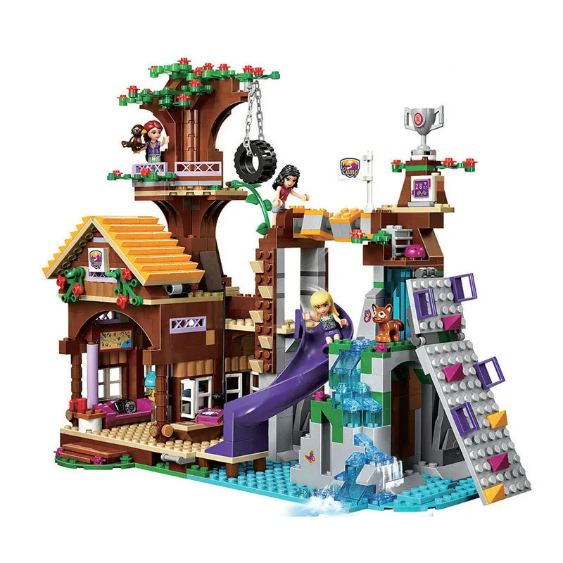 Skup Kompatybilny z Legoinglys przyjaciele przygoda obóz domek na drzewie Emma Mia model figurki BuildingToy hobby dla dzieci