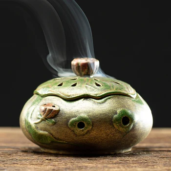 

Japanese Vintage Incense Burner Ceramic Lotus Stick Burner Room Aroma Smoke Spiritual Decor Porta Incenso Incense Cones AC50NB
