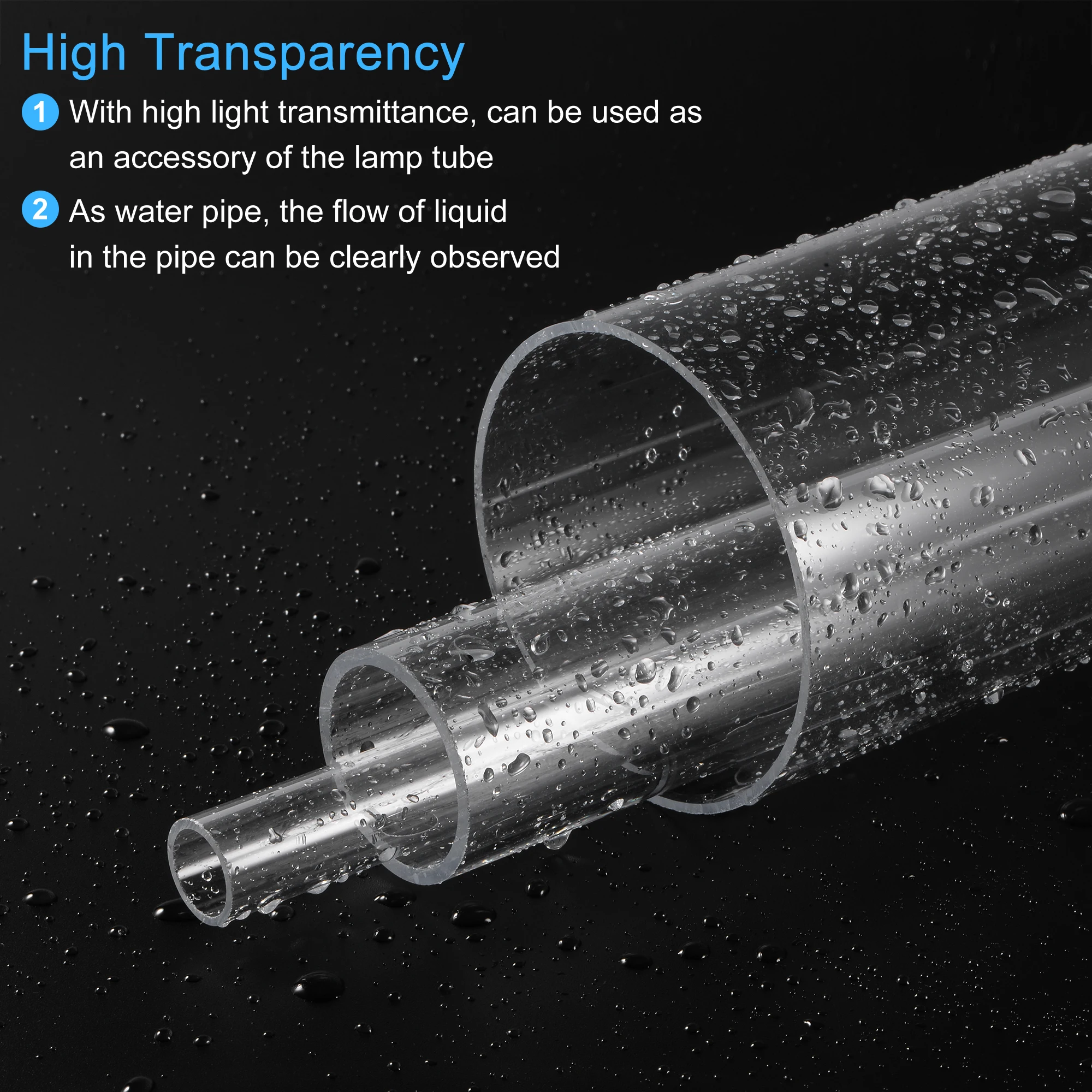 OD 8-35mm Transparent Acrylic Tube Rigid Round Tubing 305mm Length 2pcs PMMA Organic Glass Tube Plastic Pipe Fittings plastic tube