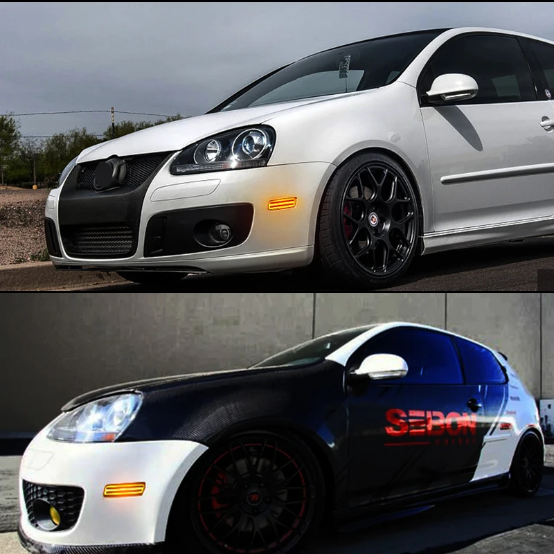 Amber LED Bumper Side Marker Light For Volkswagen 2006-2009 MK5 Golf/GTI Rabbit,