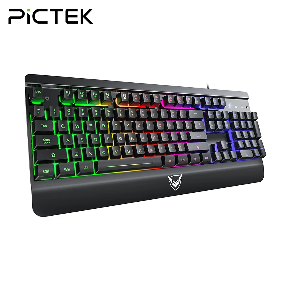 Игровая клавиатура PICTEK PC268 USB Проводная мембранная с RGB подсветкой подставкой для