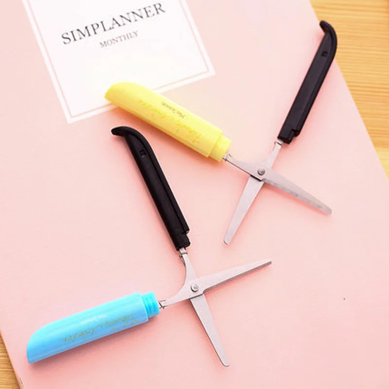Deli Scissors Deli 6000 Portable Scissors Handmade Lesson Students Paper Cutting Folding Safe Scissors Office Stationery