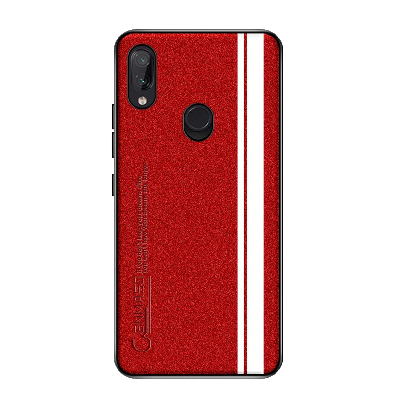 Чехол для Redmi Note 7 чехол Роскошный Глянцевая искусственная кожа Капа для Xiaomi Redmi Note 7 полный защитный противоударный чехол для телефона - Цвет: Красный