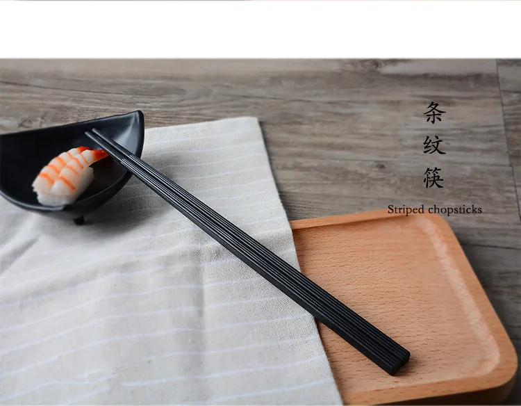 10 pairs) wooden Japanese sushi chopsticks wood environmentally friendly home kitchen hotel reusable black chopsticks