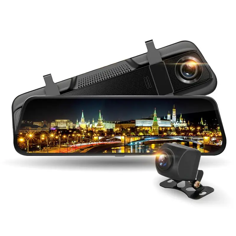 Зеркало Dash Cam Full HD 1080P 1" сенсорный экран двойной объектив Автомобильная камера резервного копирования приборная панель рекордер Водонепроницаемый Реверсивный ночное видение