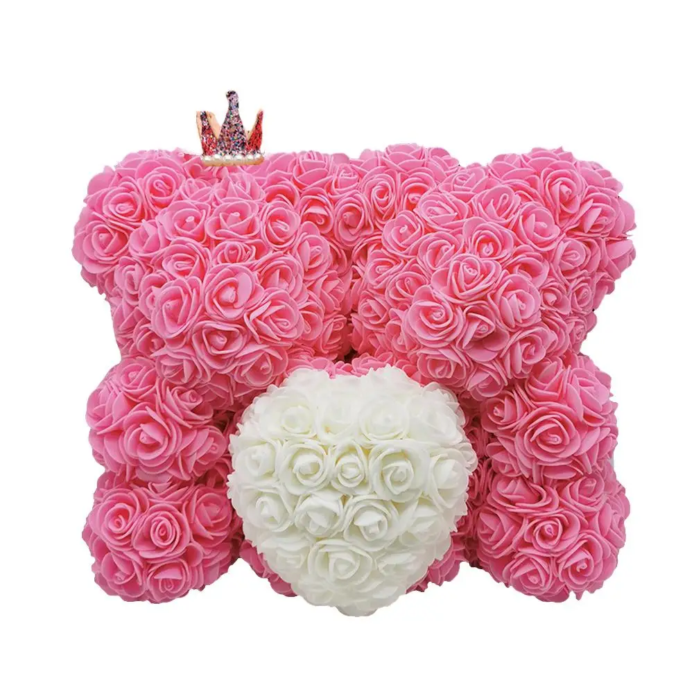 Два плюшевых мишки розовое сердце ручной работы искусственный Перманентный лучший подарок на день Святого Валентина Рождество юбилей Свадьба вечеринка