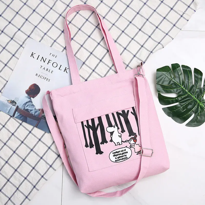 Pink Cow Милая тканевая сумка с животными, женская сумка черного и белого цвета на одно плечо для покупок, тренд, Лоскутная сумка через плечо - Цвет: Pink Cow