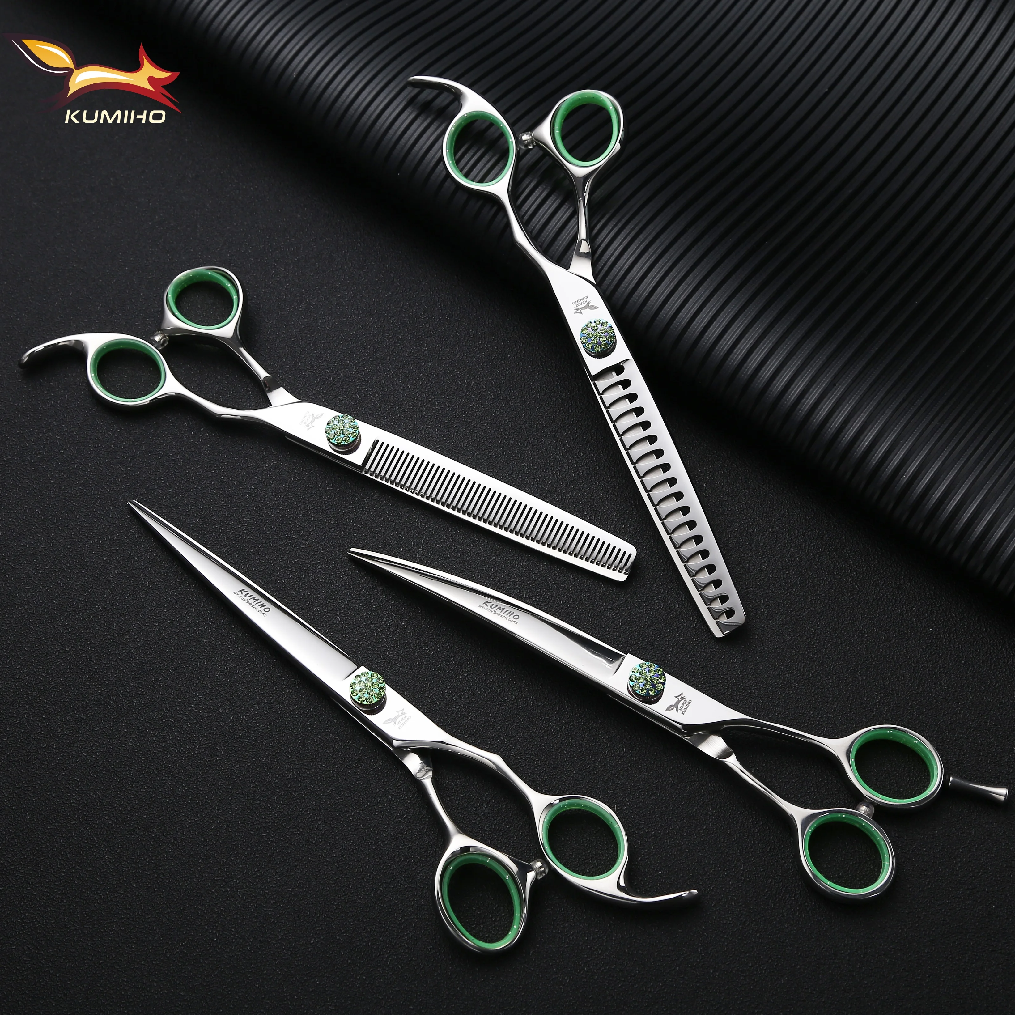 KUMIHO XLBS-70 XLBS-75 7 дюймов и 7,5 дюймов Парикмахерские ножницы для домашних животных комплект ПРЯМО КРИВОЙ тоньше и chunker