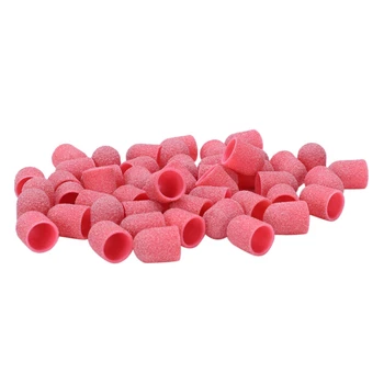 

50Pcs Pink Nail Sanding Bands Nail Drill Bit Grip Machine For Manicure And Pedicure Nail Art Accessories Rubber Mandrel