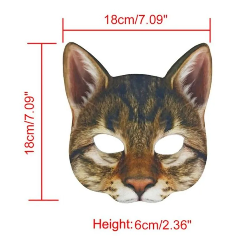 Halloween Mask Cat Half Face Mask Party Playing Props Furry Animal Adult Costume Cat Fans Mask Halloween Animal EVA Head Mask