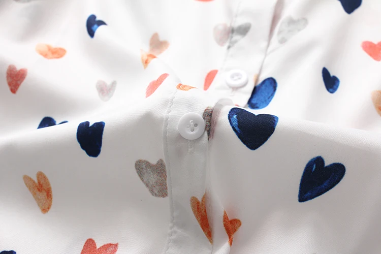 QIHUANG Модная рубашка с принтом сердца для женщин Новинка весна осень женская блузка хлопок высокое качество рубашки с длинными рукавами белые топы