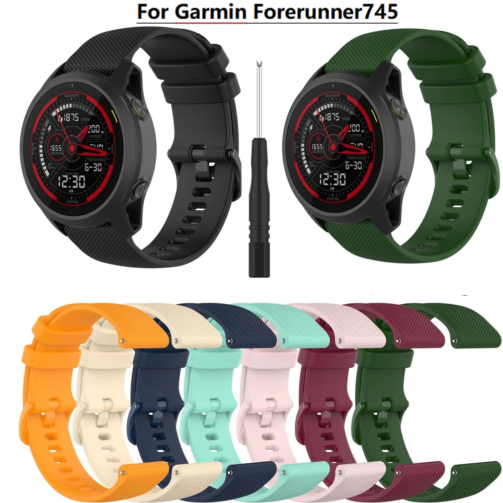 Ремешок силиконовый для смарт-часов Garmin Forerunner 745 22 мм аксессуары наручных часов