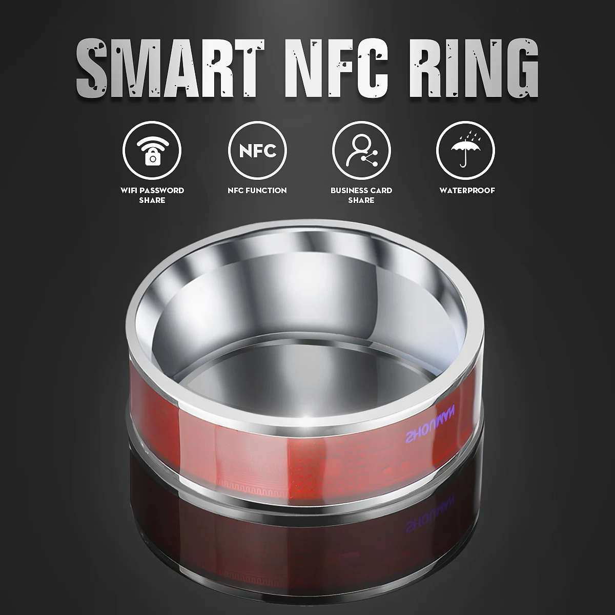 

1aWaterproof Unlock Health Protection Smart Ring Wear New Technology Magic Finger NFC Ring For Android Windows NFC Cell Phone