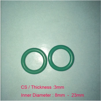

100 PCS Rubber O Ring Set CS 3mm x OD 8/9/10/11/12/13/14/15/16/17/18/19/20/21/22/23mm Fluorine Rubber Gasket Seal FKM O Ring