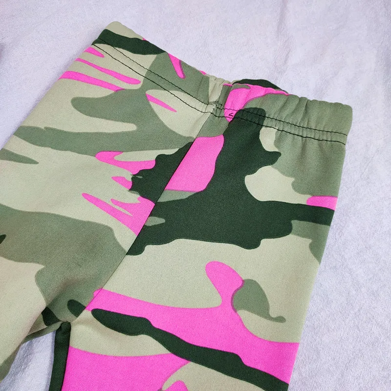 Spring Autumn Children's Leggings Baby Girls Thin Fleece Pants Kids Floral Rose Red Camouflage Pants Girls Trousers