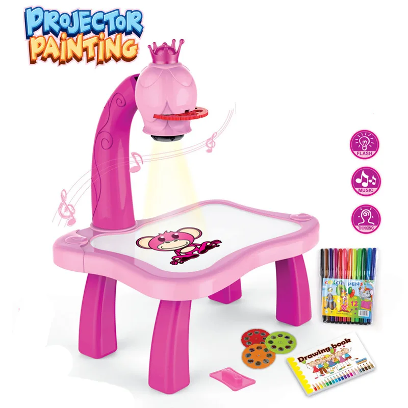 

Children Projection hui hua zhuo Multi-functional Graffiti Educational Table with Music Adjustable High Grade Toy Machine 0.61