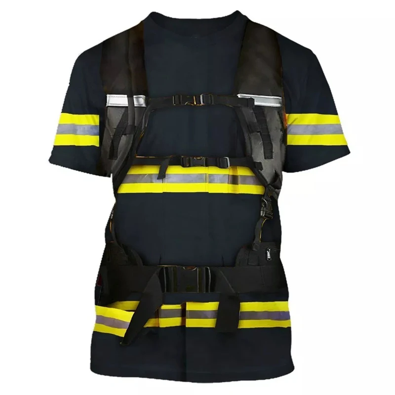 Fire Department Suit 3D All Over Printed T Shirts 3D Print Short Sleeve Sweatshirt Men Women New Style Sportswear Casual Tops