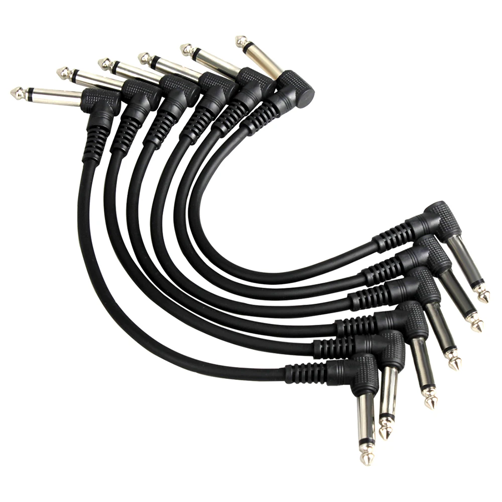 Electric Guitar Cable Guitar Accessories 6Pcs Guitar Effect Pedal Cable Connecting Line 6.35Mm To 6.35Mm Audio Cable 21Cm Right Angle Cord Copper Wire Guitar Accessories