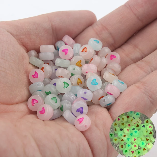 Mixed Letter Acrylic Beads Round Flat Alphabet Digital Cube Loose Spacer Beads For Jewelry Making Handmade Diy Bracelet Necklace 4x7mm Mixed Heart