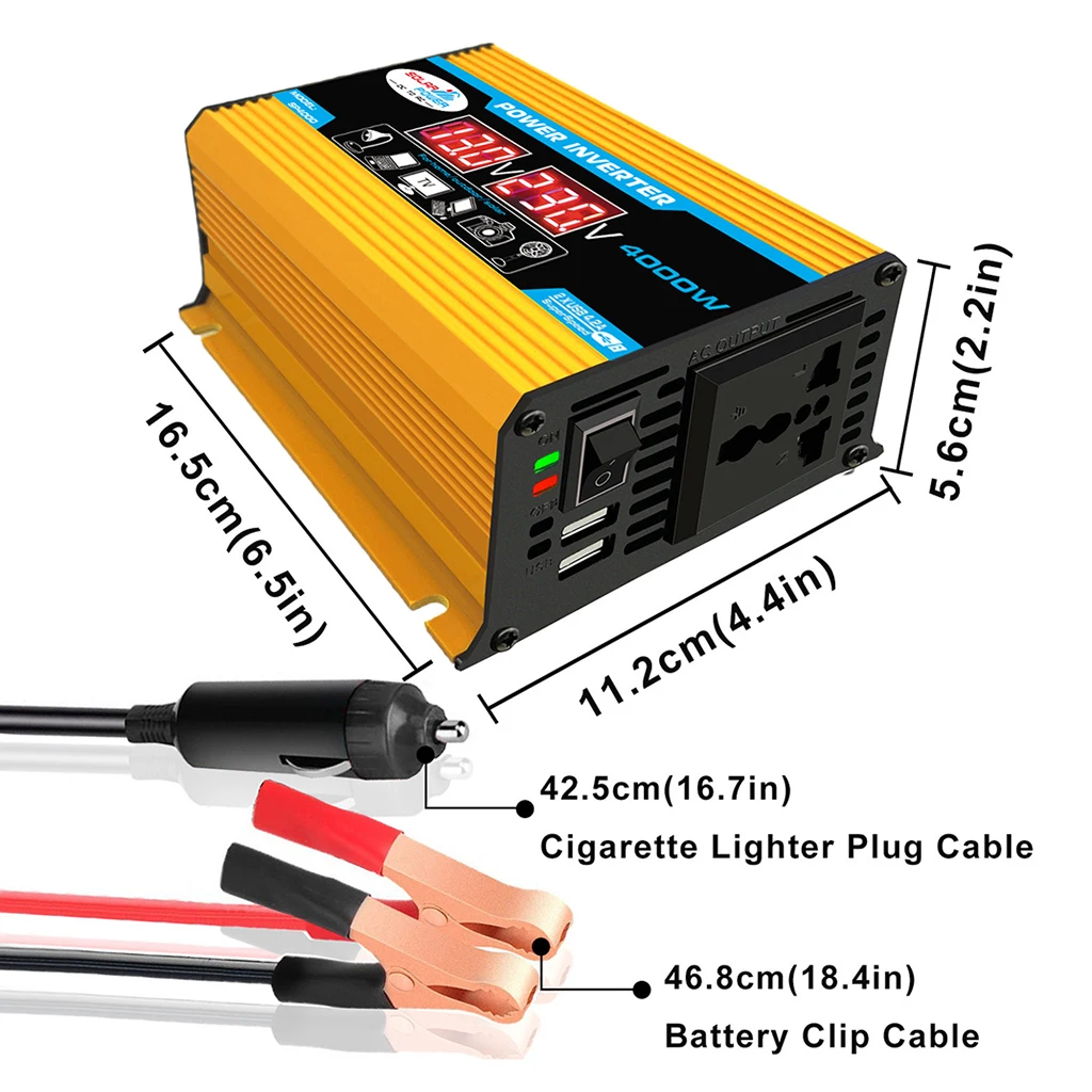 1x car power inverter DC 12V to 220V AC 50HZ 4000W Power Inverter 1x car power inverter DC 12V to 220V AC 50HZ 4000W Power Inverter