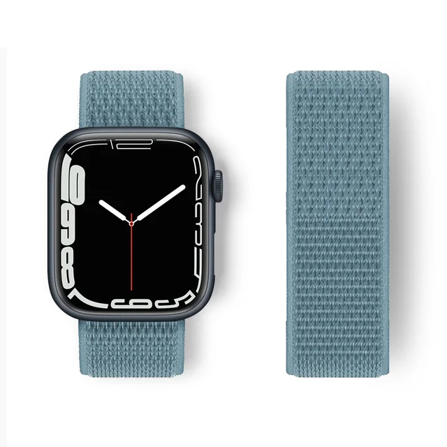 Nylon Strap for Apple Watch Band Series 765 45mm 41mm44mm 40mm  Smartwatch Watchband Belt Sport Bracelet on iWatch 4 3 42mm 38mm Blue feather color