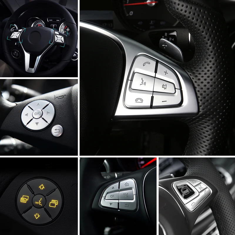 

Car Steering wheel Button decoration Cover Sticker Accessories For Mercedes Benz GLC A B C E Class GLA CLA CLS GLE GLS GLK GL ML