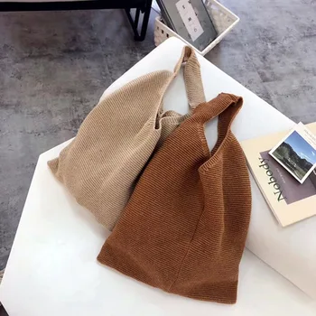 

1 PC Polyester Knitted bag Woven Handbag Casual Fashion Shoulder Shopping Bag Women Girls Leisure Purse Hand Bag Dropship New