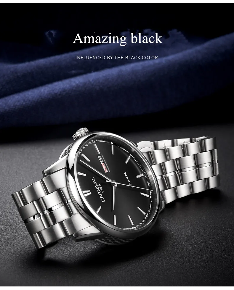 Switzerland Carnival Mechanical Watch Men MIYOTA Automatic Men Watches Luxury Brand Waterproof Clock Sapphire Montre Homme Reloj