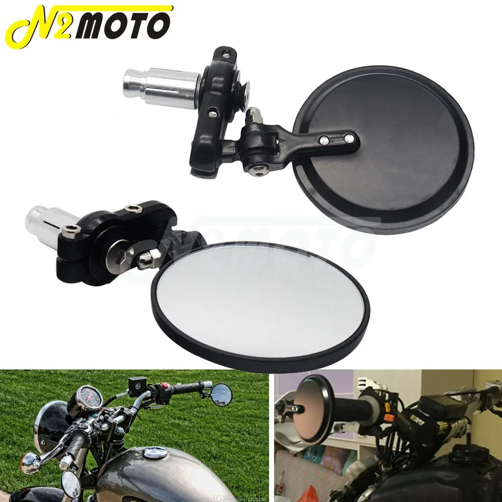 7 by 8 inch Motorcycle Handlebar End Rearview Mirror for Sports Cruiser Honda Kawasaki Suzuki Yamaha 