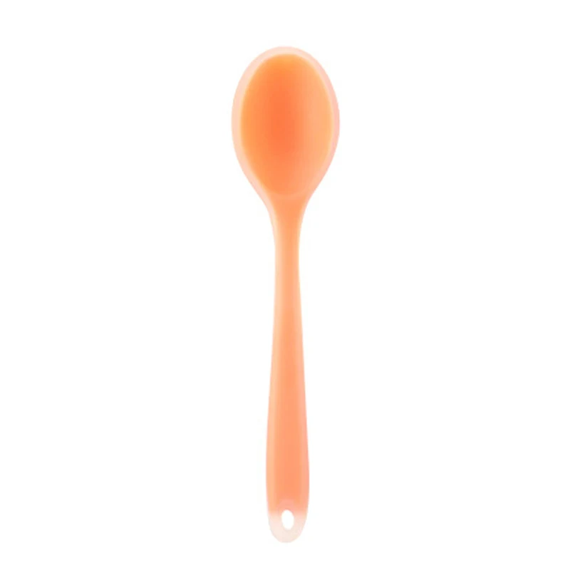 orange Новая яркая силиконовая ложка термостойкая антипригарная ложки для риса кухонные принадлежности Посуда обучающая ложка кухонный инструмент для приготовления пищи - Цвет: orange
