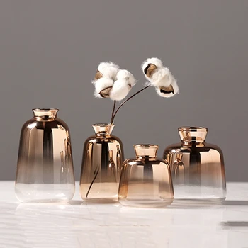 

Nordic Style Gradient Glass Vase Home Desktop Decoration Vase Simple Plant Container Rose Gold Vase Home Decoration