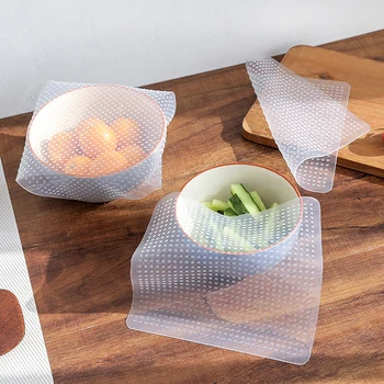 

4Pcs/set Reusable Silicone Stretch Lids bowl Food Cover Vacuum Wrap Seal Food Storage Container Cover Fresh Keeping Lids Kitchen