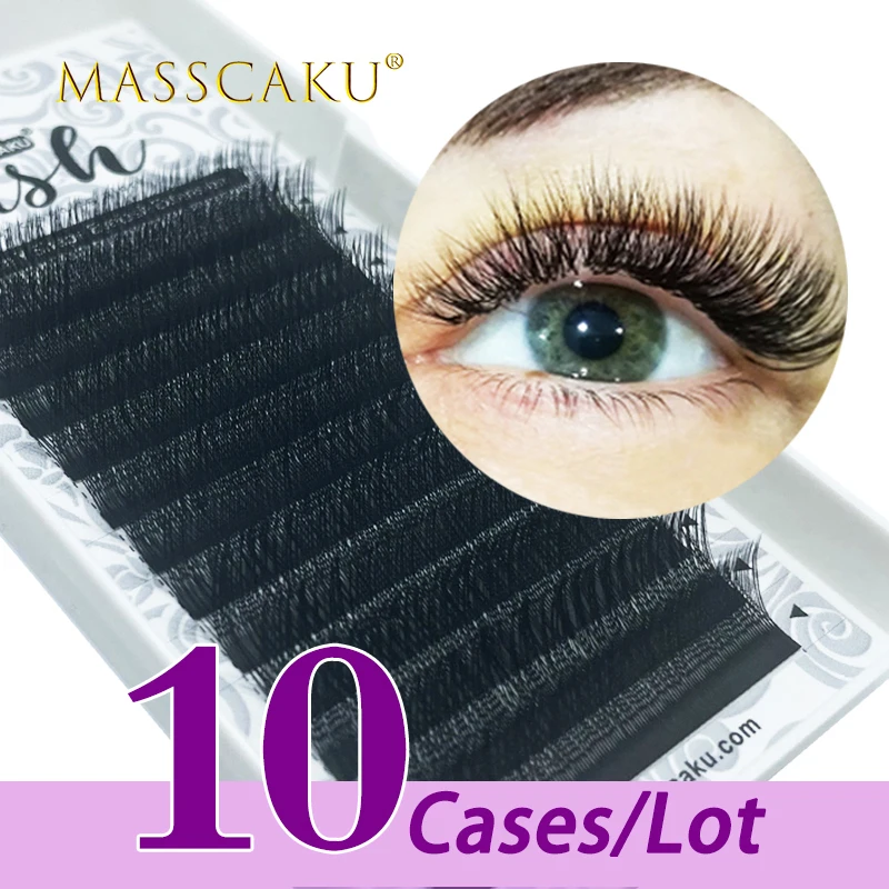 

10case/lot MASSCAKU sell 12 lines Y-shape eyelash extensions super soft natural mink individual lashes makeup maquiagem cilios