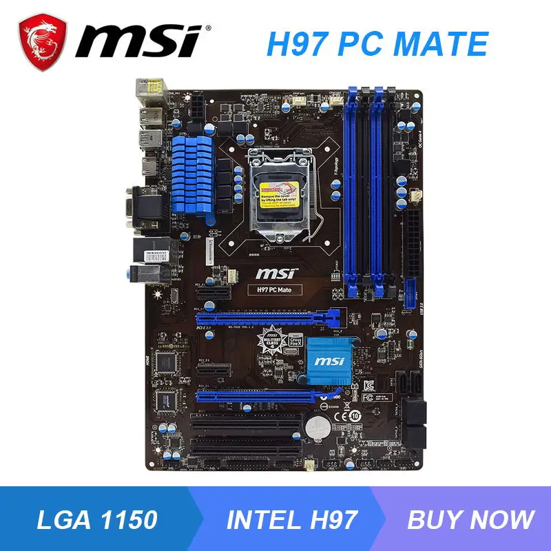 Msi H97 Pc Mate Lga 1150 Intel H97 Desktop Pc Motherboard Ddr3 32g Xeon 1285 V4 Core I7 4770k Cpus Pci E X16 Sata3 Usb3 0 Atx Motherboards Aliexpress