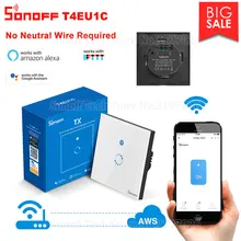 Itead Sonoff T4EU1C interrupteur tactile intelligent Wifi mural aucun fil neutre requis fonctionne via le Support eWeLink Alexa Google Home IFTTT